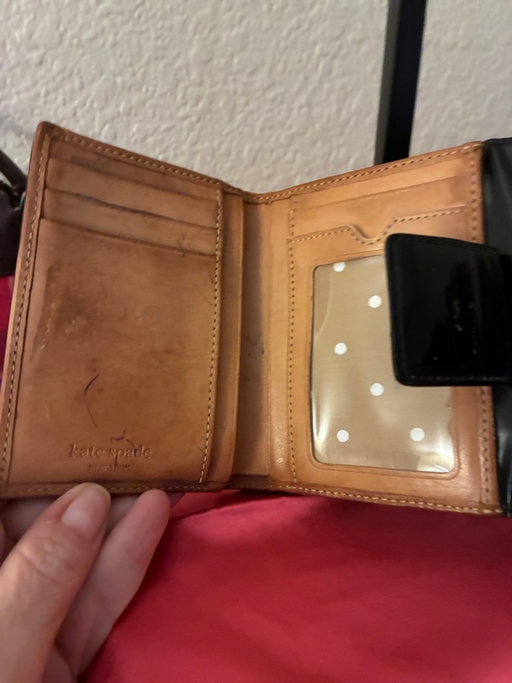 kate spade Black Patent Leather Small Fold Wallet with Silver Plaque - Picture 2 of 3